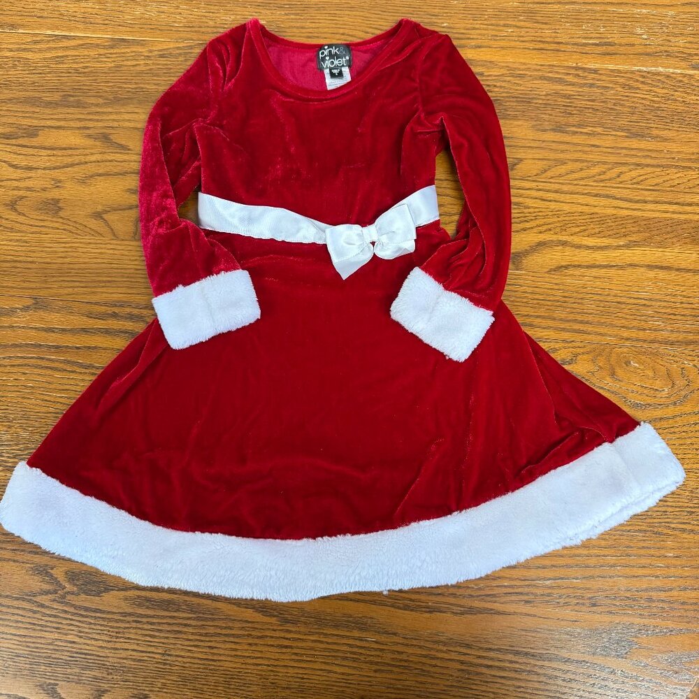 Pink & Violet Red‎ and White Velvet Christmas Dress Girls Size 5